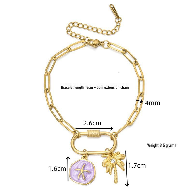 European Ocean-Inspired Starfish & Seashell Pendant Bracelet for Women