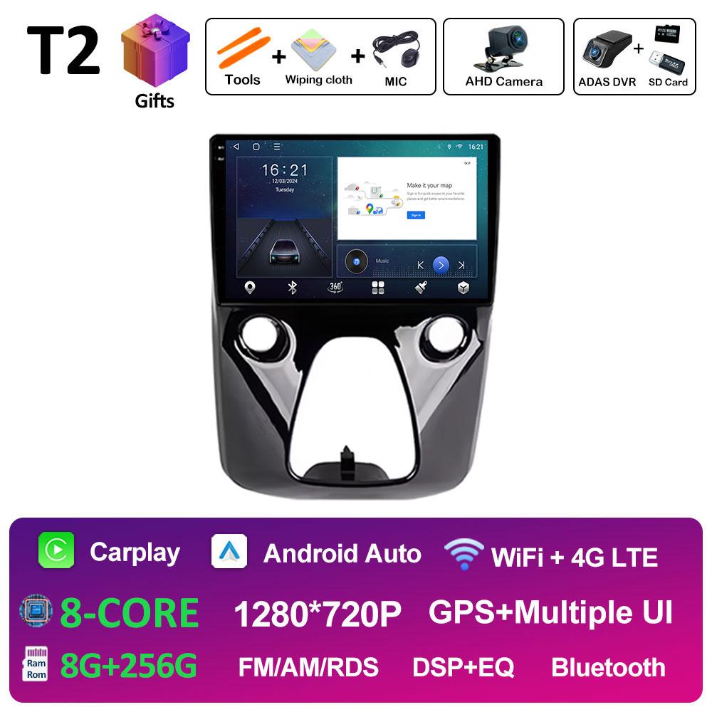 Car Audio Multimedia Radio Player For Peugeot 108 For Toyota Aygo B40 2014 2015 2016 - 2021 Android 14 Wireless Carplay NO 2 Din