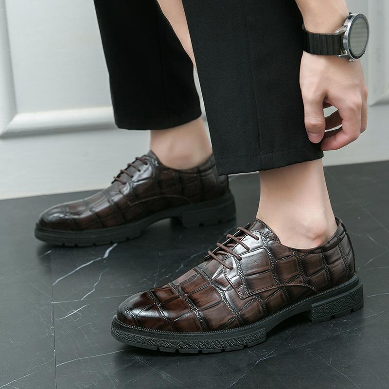 Men's Shoes Autumn and Winter New British Business Dress Casual Shoes Men's Pointed Leather Shoes Hairstyle Leathershoes