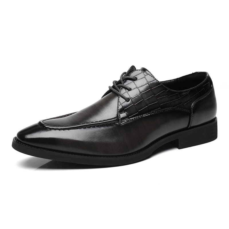 

[SANNAX] mens leather shoes business shoes dress shoes luxury men s shoes Easy to walk elegance lace up breathable lightweight comfortable dark gray