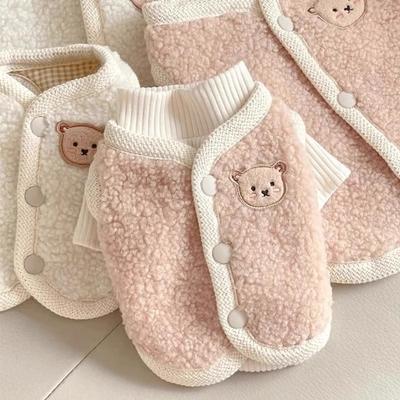 Warm Plush Dog Vest Cute Bear Sweater Coat Set New Cat Sweatshirt  for Small Medium Dogs
