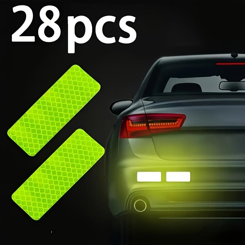 12 Ultra-Bright Reflective Safety Stickers - Waterproof Fluorescent Yellow-Green, suitable for cars, trucks, bicycles.