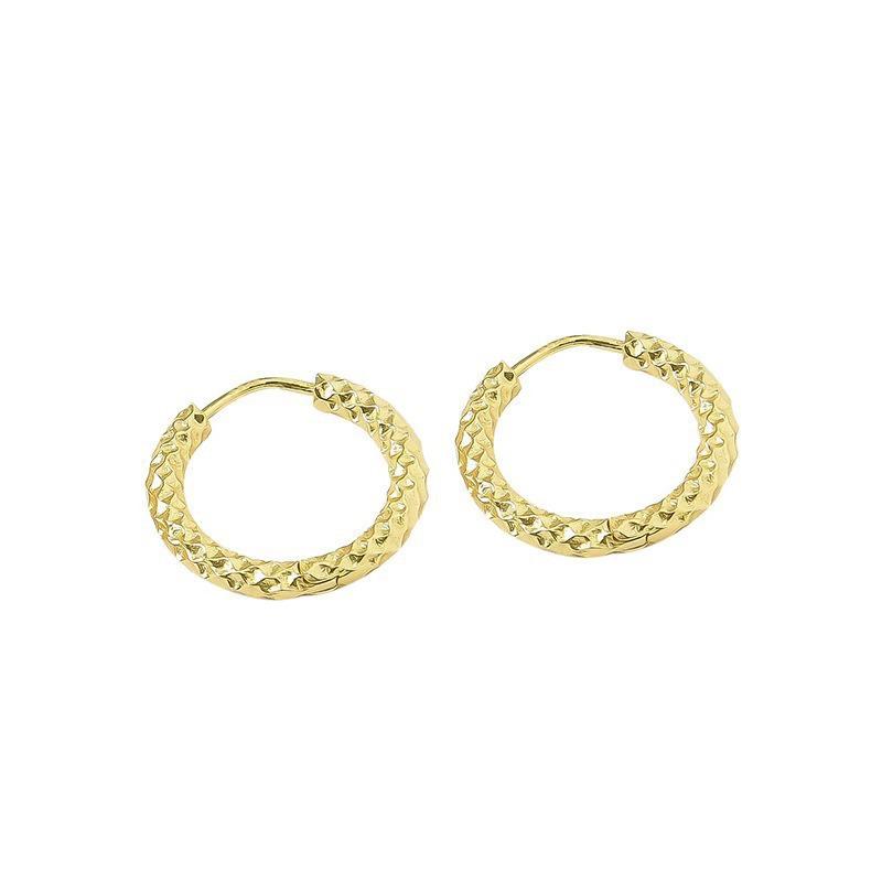 Korean Style Titanium Embossed Hoop Earrings - Trendy Stainless Steel Ear Jewelry for Women