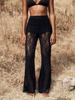 Western Style High Waist Bell Bottom Lace Pants - Sexy, See-Through, Double Layer, Casual Long Pants for Women, Spring/Summer Collection.