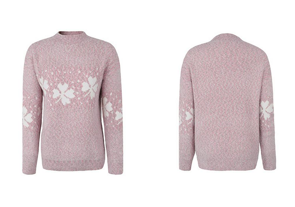 European & American Women's 2024 Autumn/Winter Snowflake Sweater - Casual Long-Sleeved Knitwear with Half-High Collar