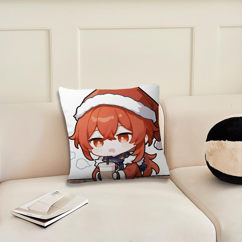 Genshin Impact Christmas a Game cushion cover Pillow Cover Decoration Room Home Sofa living Office Car Nordic Simplicity