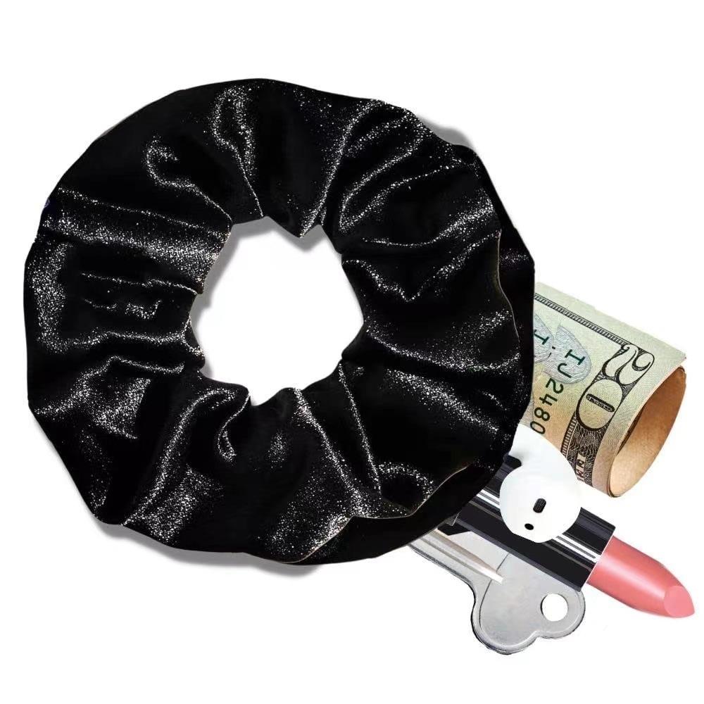 Gomas de terciopelo con bolsillo con cremallera para el pelo para mujer, Scrunchie oculto para el pelo, Sujetador de coleta, Bandas elásticas, Regalo para amiga