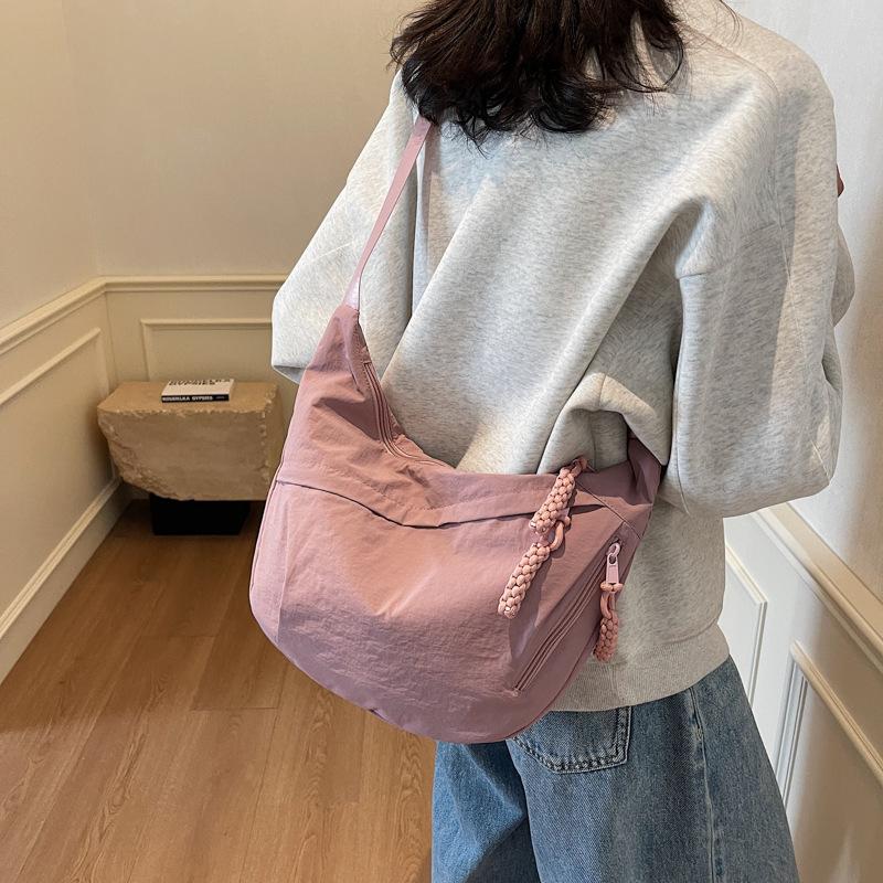 Hobo Bag Women's Crossbody Bag Large Capacity Shoulder Bag Solid Color Sports Bag