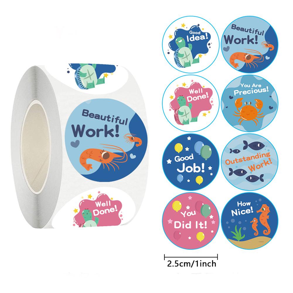 50-500pcs Reward Stickers Cartoon Dinosaur Animal Stickers for Teachers To Encourage Students Reward Stickers 1 Inch