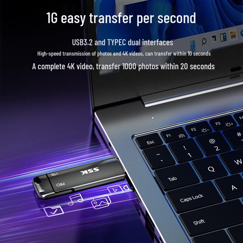 SSD Portatile SSK Tipo-C Doppia Interfaccia USB 3.2