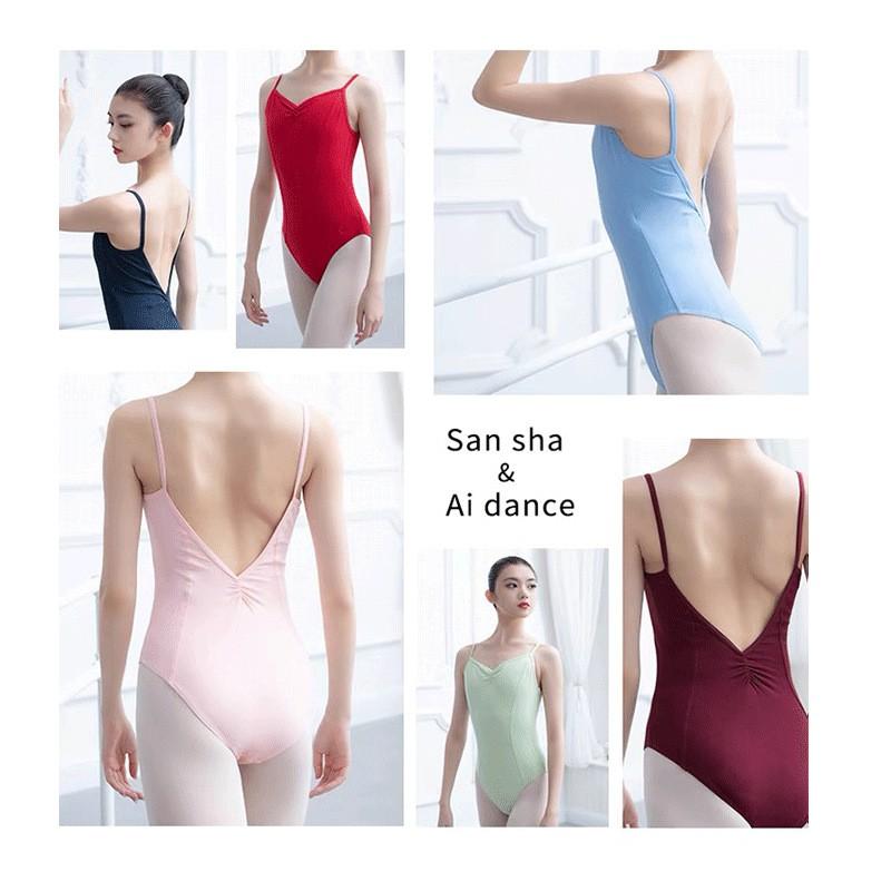 Womens Ballet Leotard With High Cut Leg Cotton Dancewear Adult Training Performance