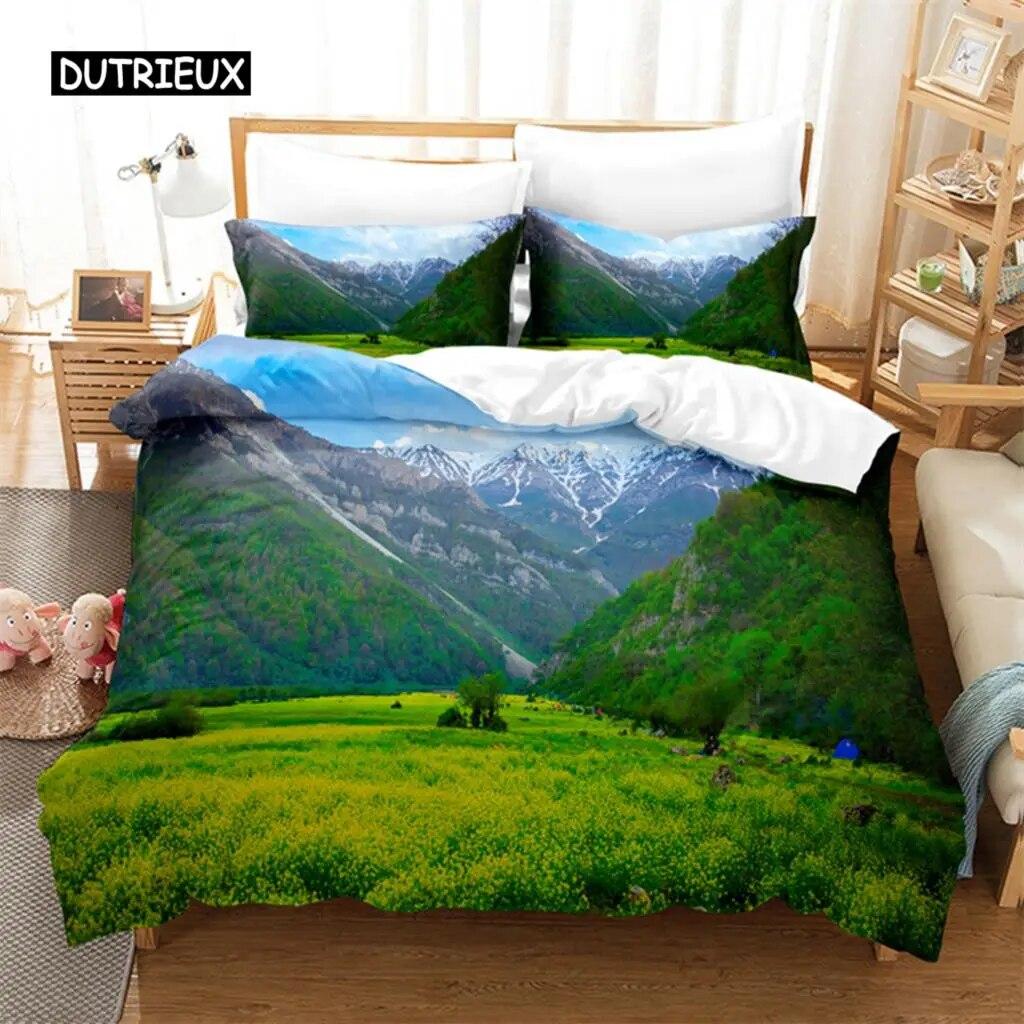 Natural Scenery Queen Bedding Set Duvet Cover Set Bedding Digital Printing Bed Linen King Size Duvet Cover Set Bedding Set Three Piece Set