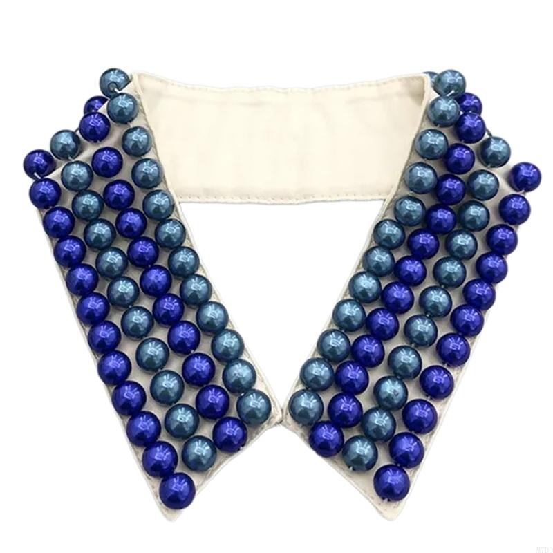 M7DD Fashionable Imitation Pearls Beaded False Collar for Women Casual Formal Wear Detachable Choker Shirt Insert Collar Lapel