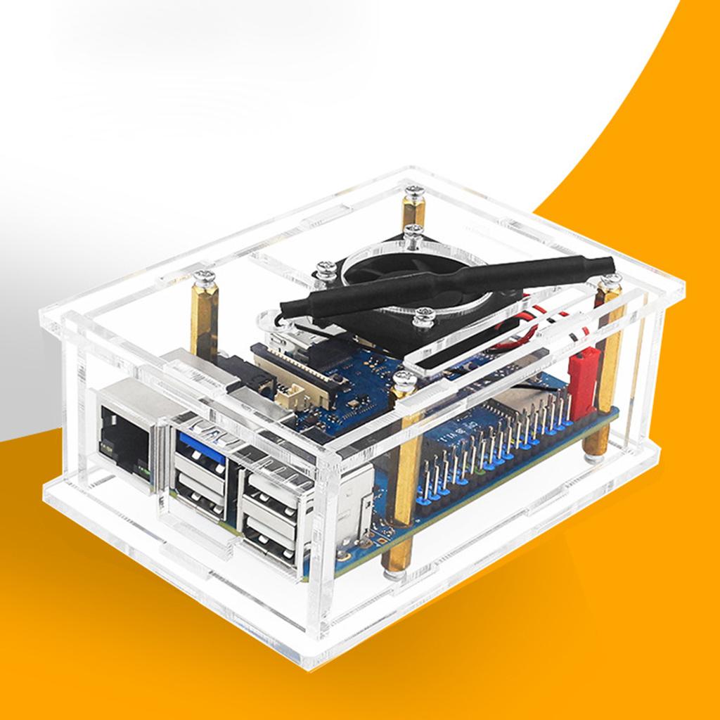 Acrylic Enclosure Box Cooling Fan for Orange Pi 3B Development Board Case Outer Shells with Cooling Fan Heat Sink