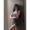 Loose-Fit Adult Lady like Woman Style Half Turtleneck Sleeveless Vest T-shirt Women's Spring and Summer Pure Desire Tight Ruffle Hip Skirt Outfit
