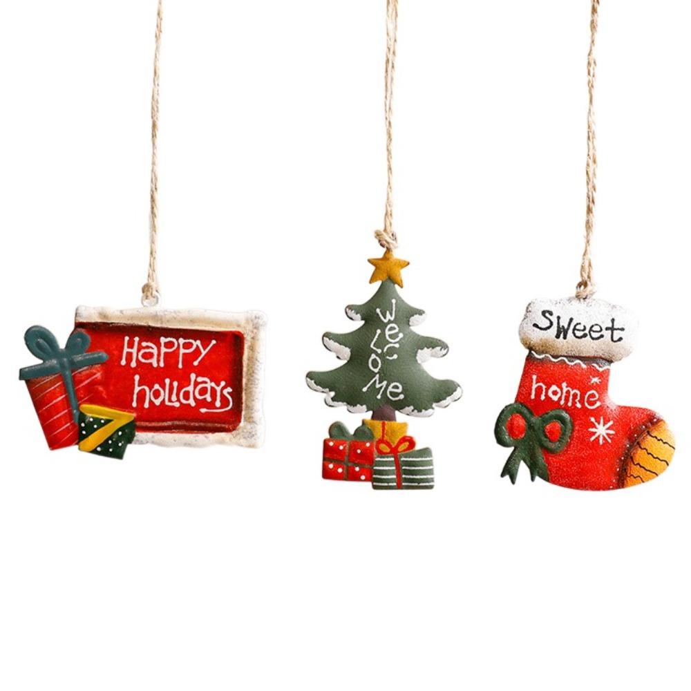 

3/4/8 шт. Железные украшения Санта-Клаус Снеговик Деликатная Рождественская фигурка Подвеска Дом Style 3