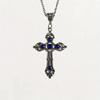 European and American retro simple fashion gothic black gem ruby cross pendant men's women's necklace