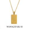 MamacitaSlay New Vintage Couple Jewelry Motto Engraved Square Pendant Necklace 18k Gold Plated Necklaces for Women Men Jewelry