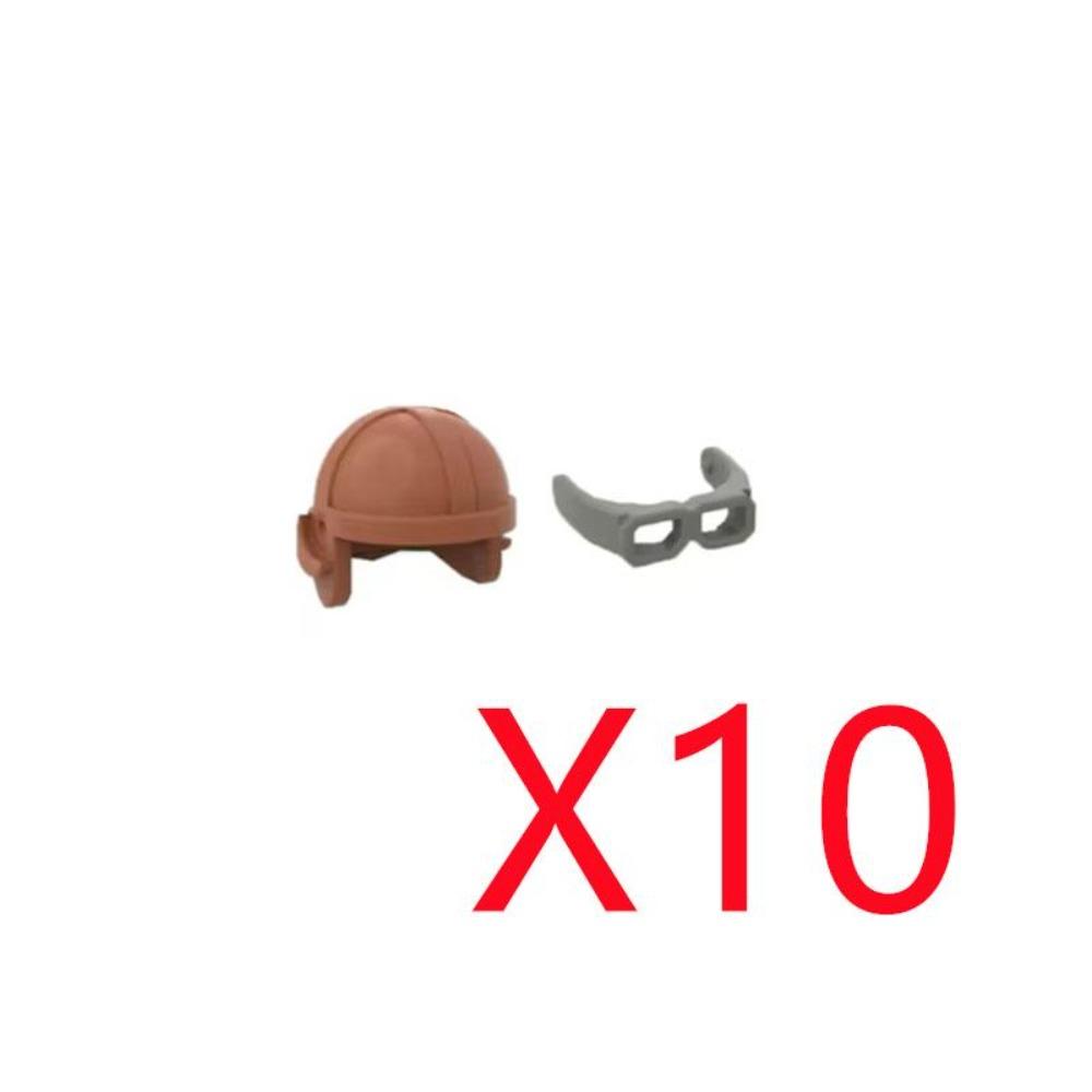 MOC WWII Military Building Blocks Accessories Figure Soldier Ninja Helmet Toy Hat Mini Brick Scarf Mask Knee Pads Gift Toys X027