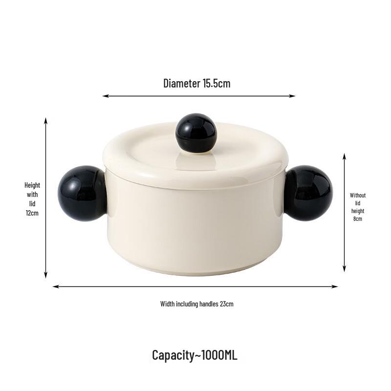 Керамическая суповая миска Wutuo с двумя ручками, большая