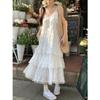 Sweet Age-reducing White French Suspender Dress Women's Spring Vacation Style Small Loose Cake Long Skirt