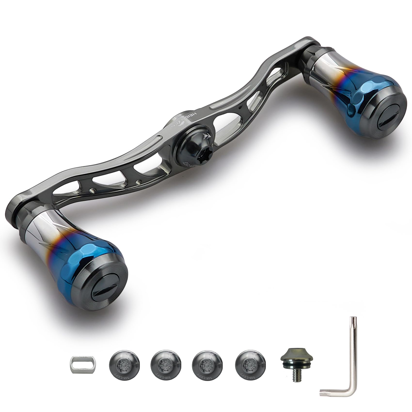 

HEIGHTEN Baitcasting Reel Handle for Abu Aviation Aluminum Aurora Series Dark V2.0 90mm/105mm/115mm Shimano, Daiwa, Garcia, (V2.0-105mm - Gray) (0121)