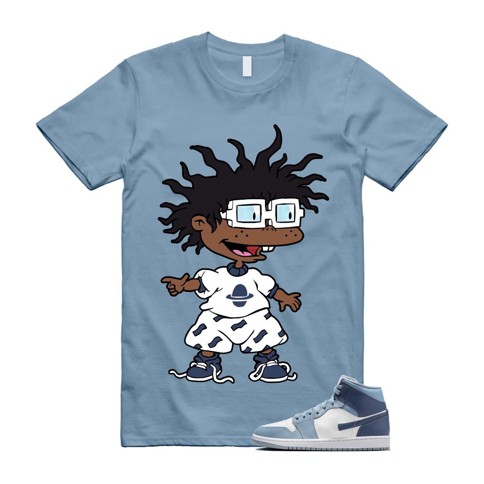 1 Diffused Blue Grey White Mid T Shirt Match CHUCKIE S