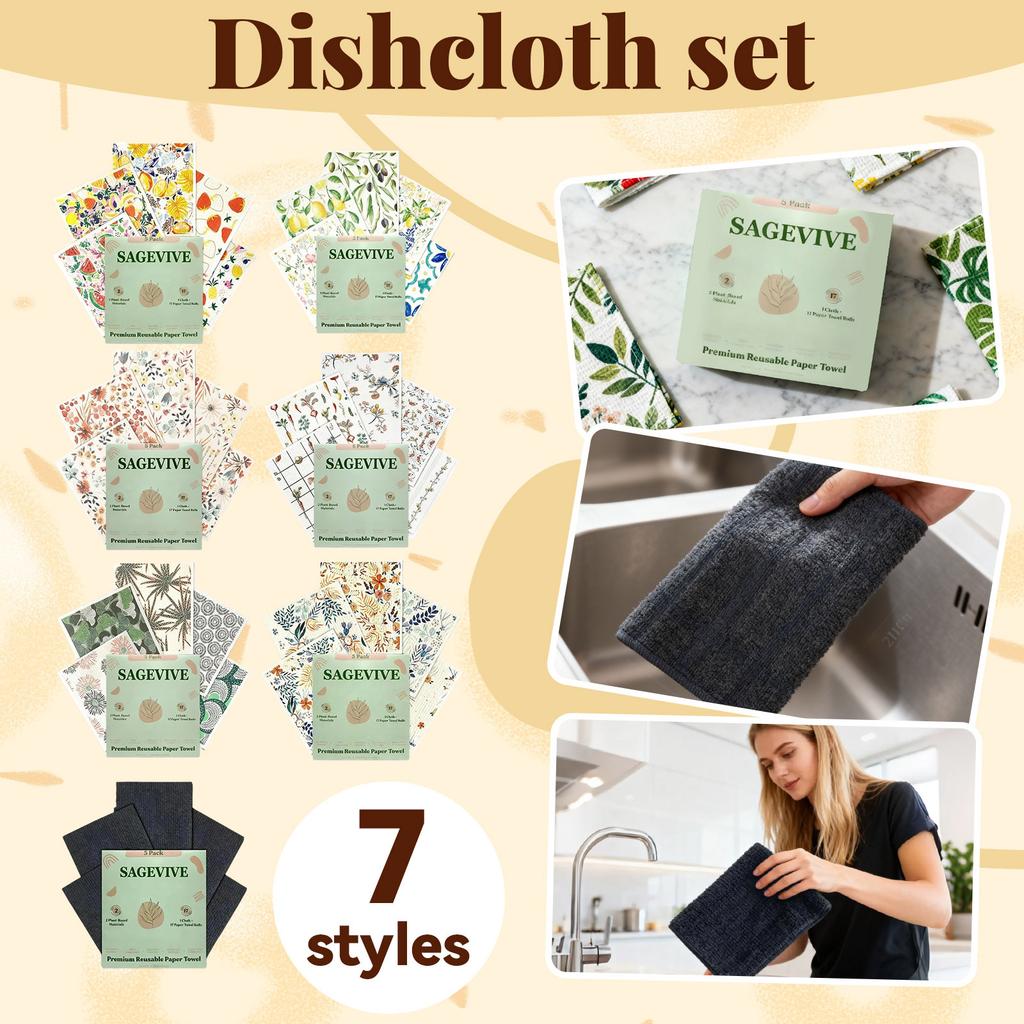 5 Pcs Kitchen Dish Cleaning Cloths, Reusable Wash Cloths, Absorbent & Quick Dry, Perfect For Daily Kitchen Cleaning Tasks