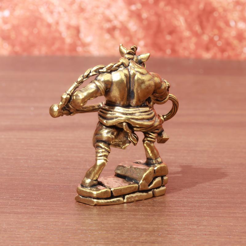 Solid Brass Pig Warrior Statue Fine Handcraft Vintage Look For Home Office Desk Decor Collection Gift