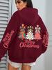 Colorful Bow Tree Print Women's Christmas Hoodie Sweatshirt