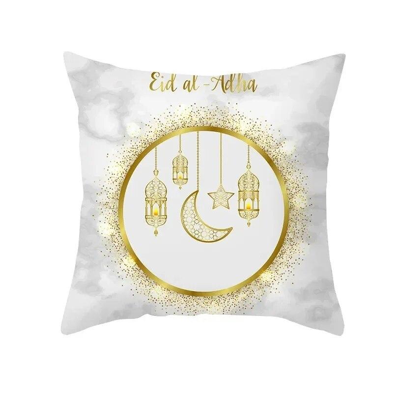 45x45 Cm Eid Mubarak Print Cushion Cover Home Living Room Sofa Decoration Square Pillow Cover