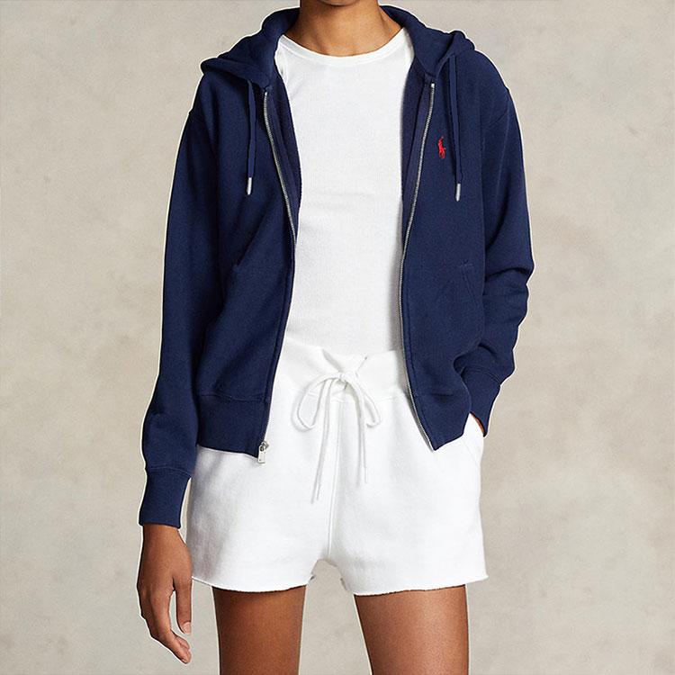 Polo Ralph Lauren FW23 Brand Logo Embroidered Hooded Cardigan Sweatshirt Women Sweatshirt Navy-Blue 211841657-002
