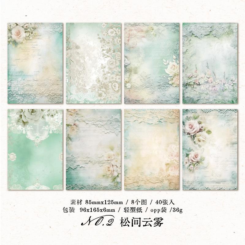 40pcs/1 lot Material Paper Tsunayama Collection Series Retro Floral DIY Material Decoration