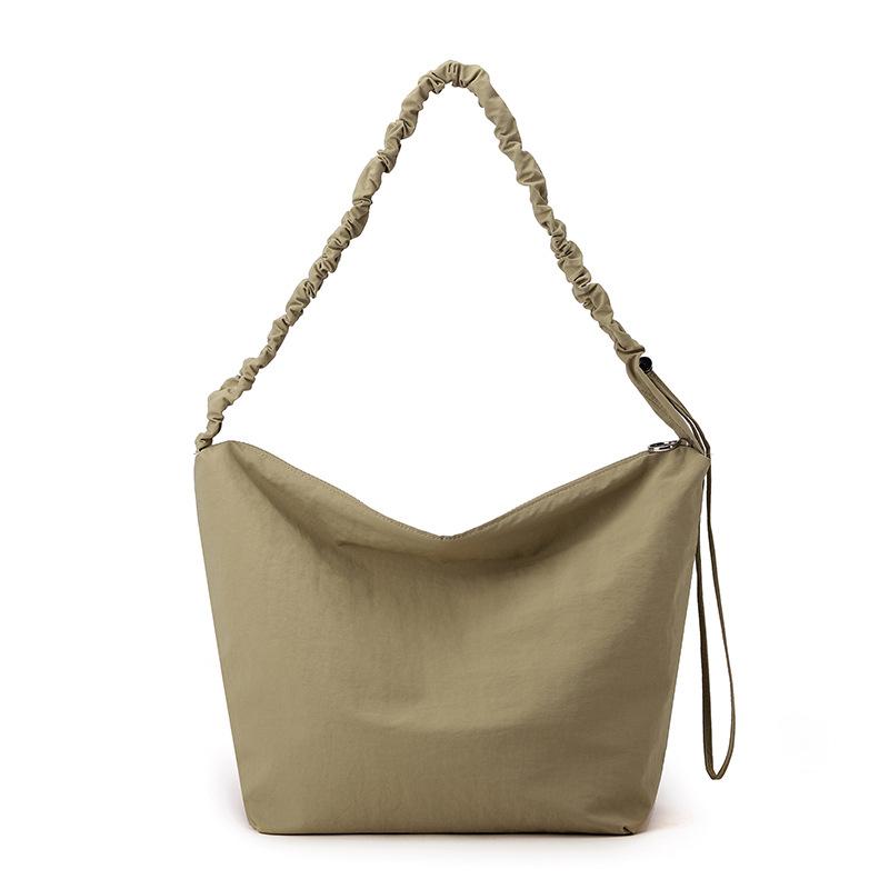 Clouds Pleated Drawstring Shoulder Strap Bucket Bag Female Solid Color Simple Lazy Wind Shoulder Bag Slack Small Messenger Bag