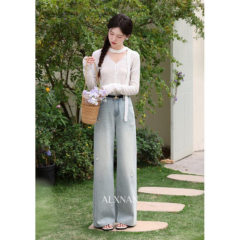 Luxiangnan 'Warm Radiance' Women's Loose High-Waist Straight-Leg Jeans