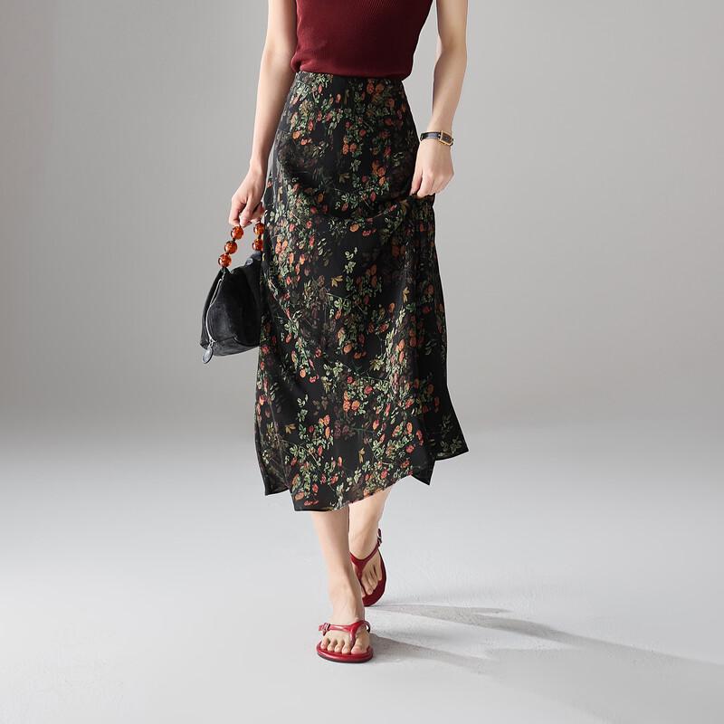 SOFSIL 100% Mulberry Silk A-Line Midi Skirt XL