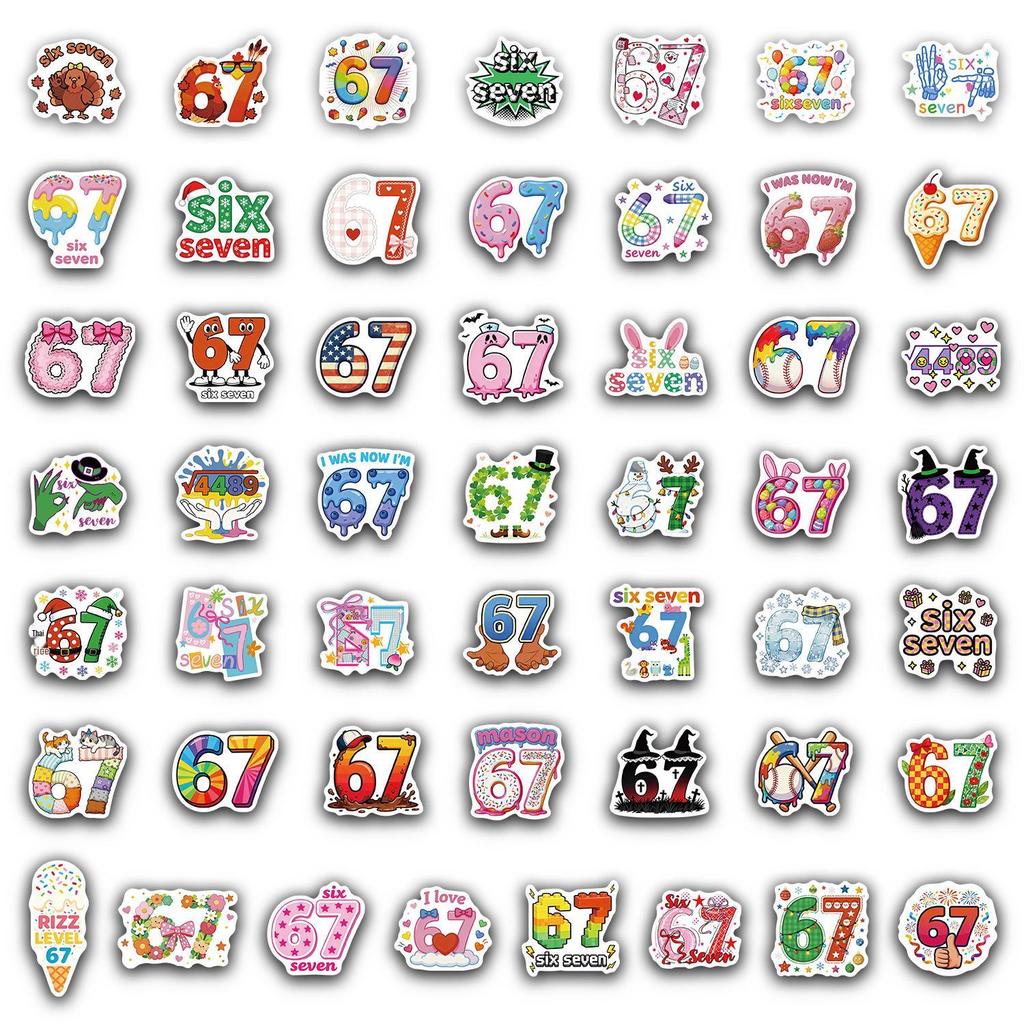 50-Set US Internet Celebrity Number Stickers: Perfect for Bottles, Phone Cases, Notebooks, & Planners.