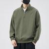 Men's Trendy Thick Half-Zip Hoodie with Stand Collar, Plus Velvet Base Layer for Spring, Autumn, and Winter 2025