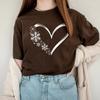 Snowflake Tshirt Christmas Snow Flake Heart Graphic Tee Cozy Winter Shirt Christmas Holiday Matching Family Shirts Xmas Gift