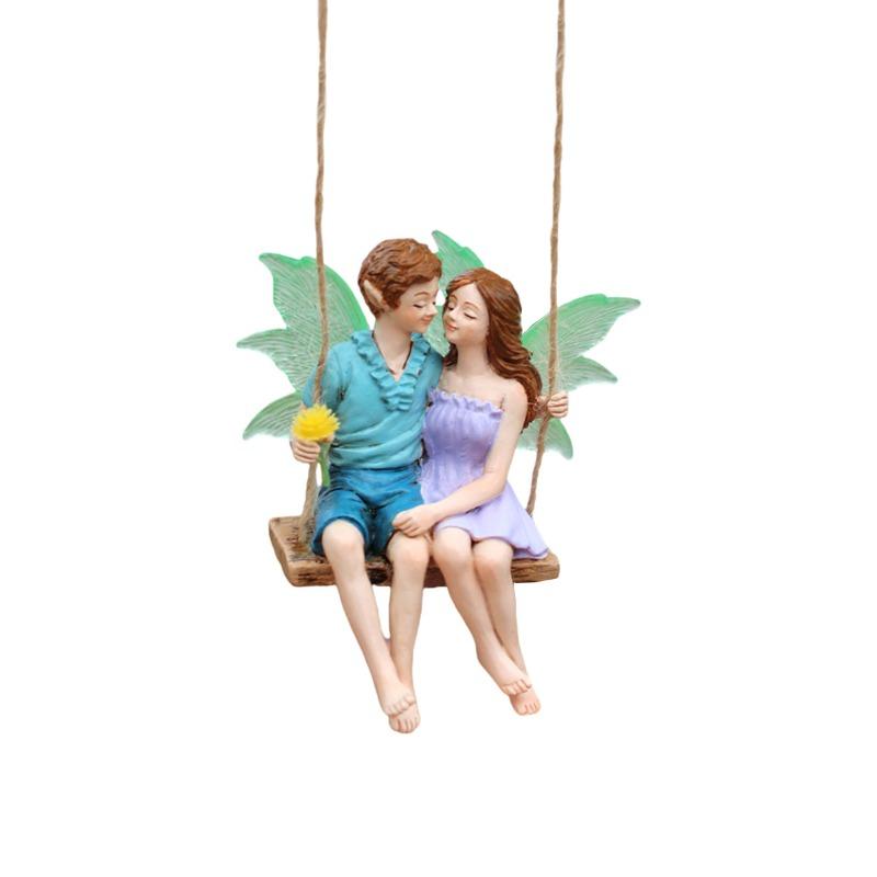Luminous Couple Swing, Flower Fairy Pendant, Courtyard Garden Hanging Fairy Statue, Tree Decoration