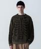 STAGE NAME Two-Tone Skeleton Bones Round Neck Oversized Knit_Khaki