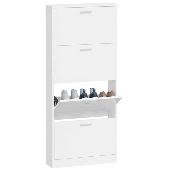 VidaXL Armoire à chaussure Blanc brillant 59x17x150 cm Bois ingénierie 342522