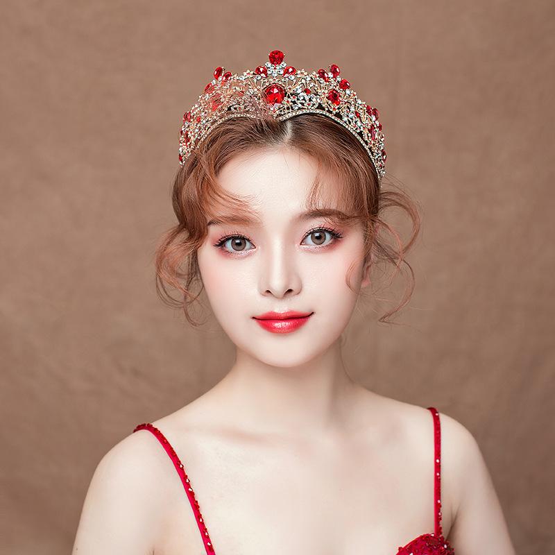 Bridal tiara red crown hair accessories forest fairy beauty toast dress wedding accessories crown gift