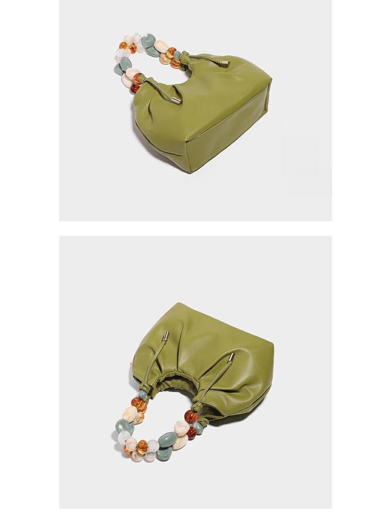 Women's 2025 Spring/Summer Pleated Chain Bucket Crossbody Bag