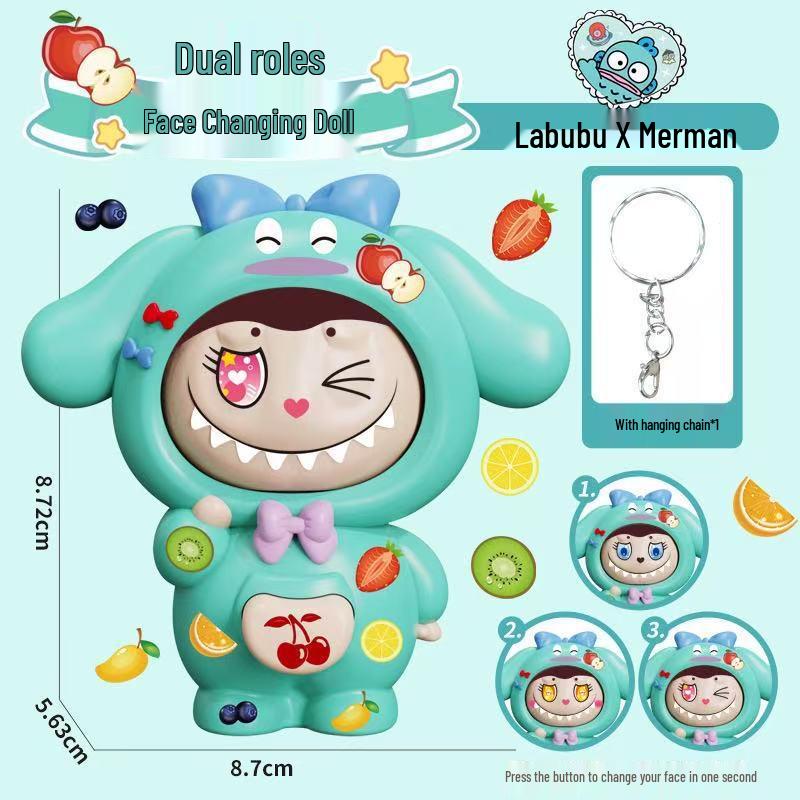 Crayon Shin-chan Pikachu Face-Changing Keychain Toy Ornament