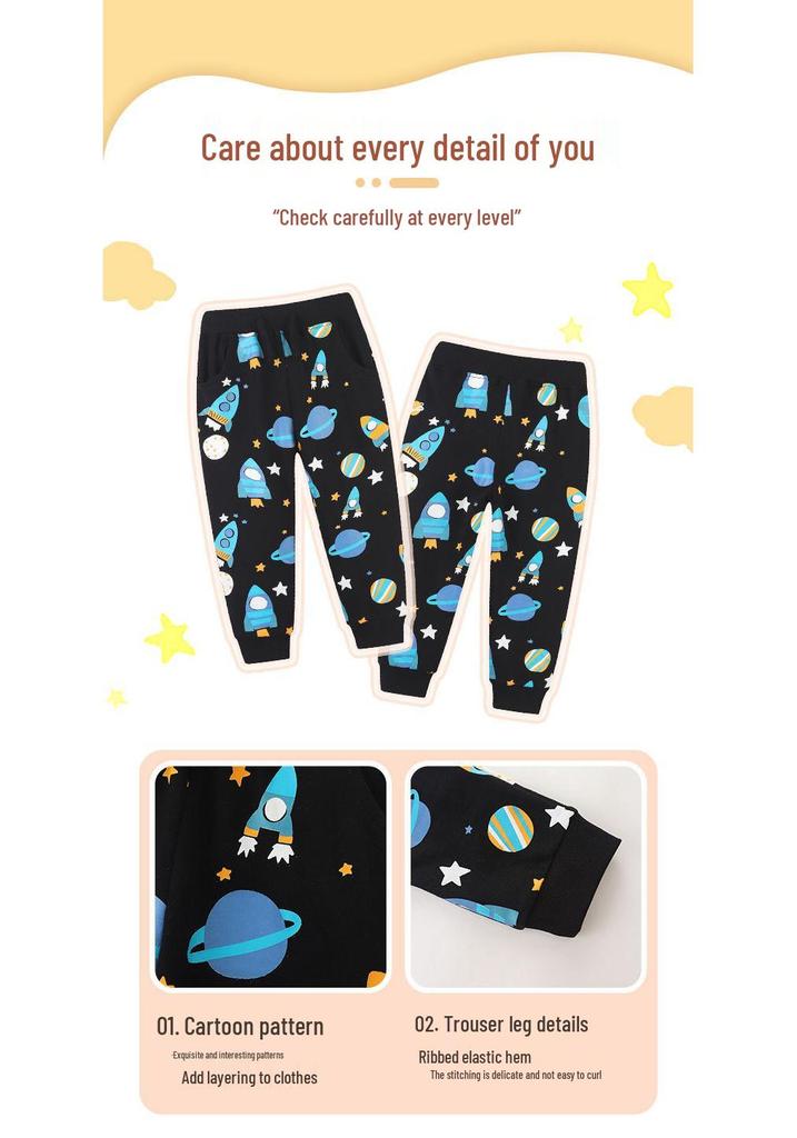 European Style Cartoon Print Boys' Long Pants - Spring/Autumn Fashion for Medium and Small Children