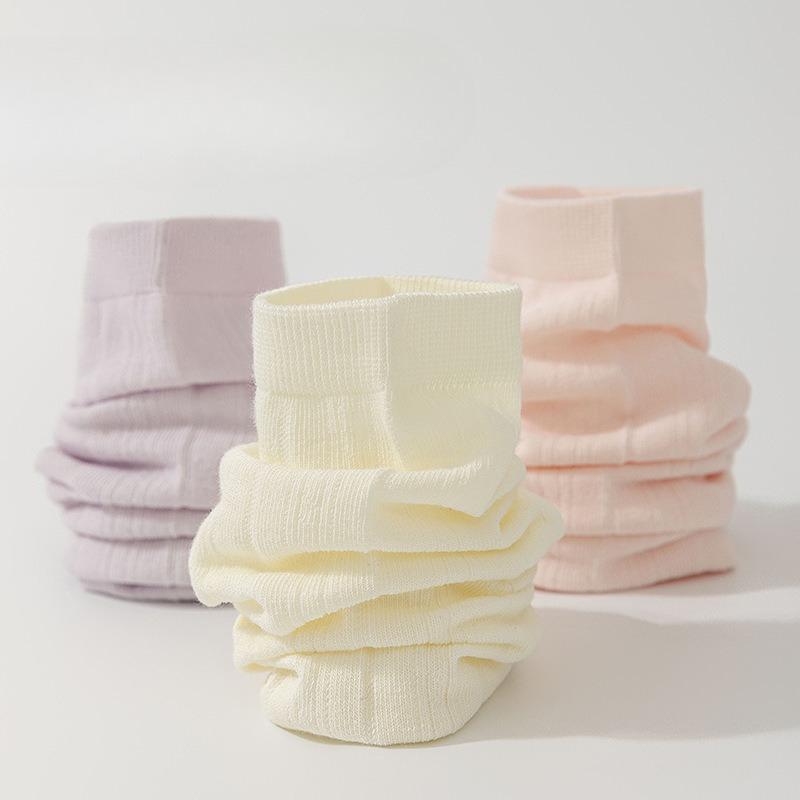 Women's Summer Thin Sweat-absorbing and Odor-proof Mid-calf Socks, Simple Solid Color Mesh Breathable Boneless Socks