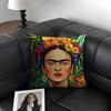 FFridas Painting Art Fashion Cushion Cover Natural Linen Organic Fabric DoubleSided Printing Sofa Home Decor Gift Pillow Case