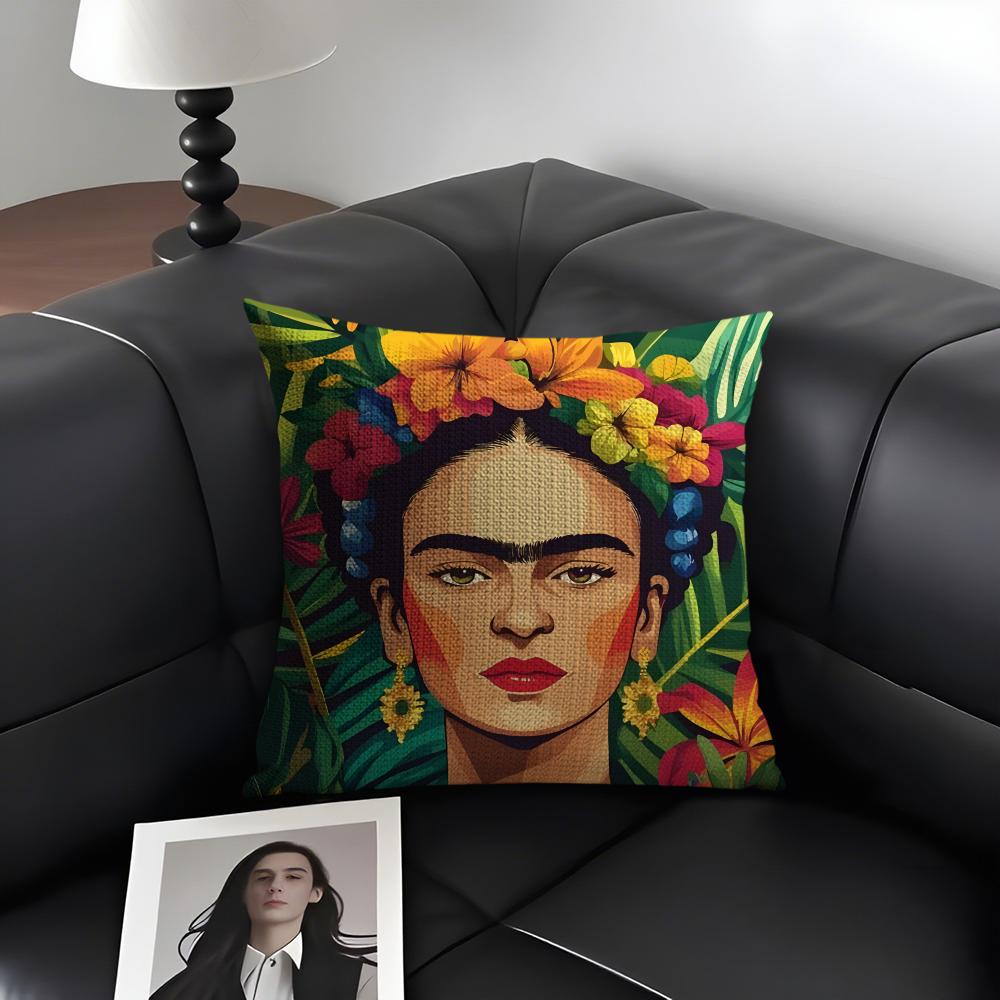 

FFridas Painting Art Fashion Cushion Cover Natural Linen Organic Fabric DoubleSided Printing Sofa Home Decor Gift Pillow Case 30x30cm