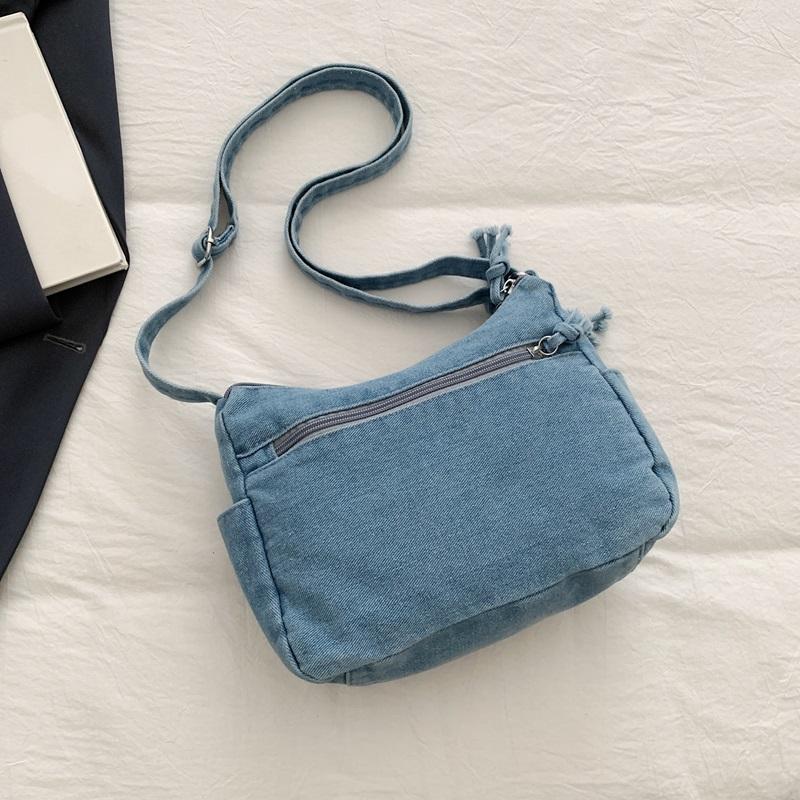 Vintage Denim Bag Crossbody Bag Women's Large Capacity Multi-Pocket Lightweight Shoulder Bag